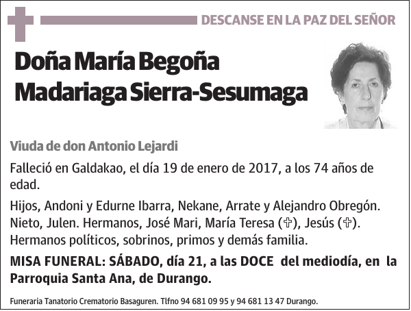 María Begoña Madariaga Sierra-Sesumaga