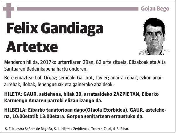 Felix Gandiaga Artetxe Mendaron