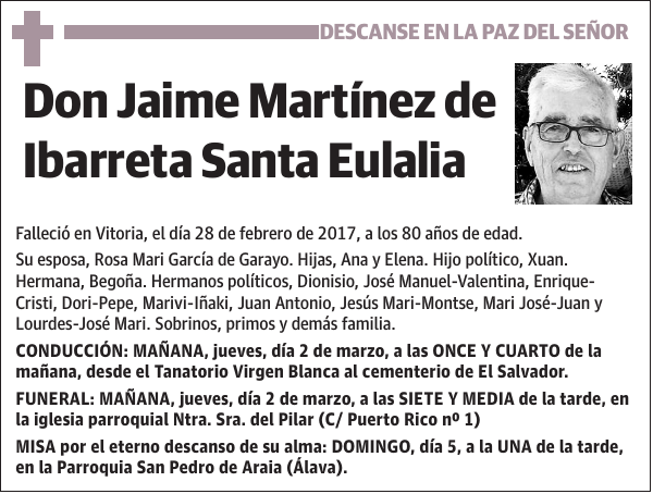 Jaime Martínez de Ibarreta Santa Eulalia