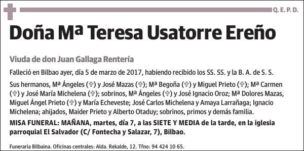 Mª Teresa Usatorre Ereño