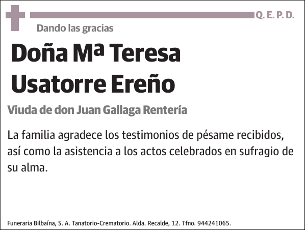 Mª Teresa Usatorre Ereño