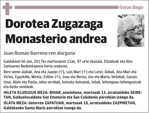 Dorotea Zugazaga Monasterio