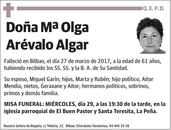 Mª Olga Arévalo Algar
