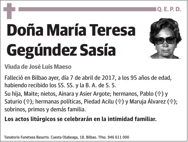 María Teresa Gegúndez Sasía