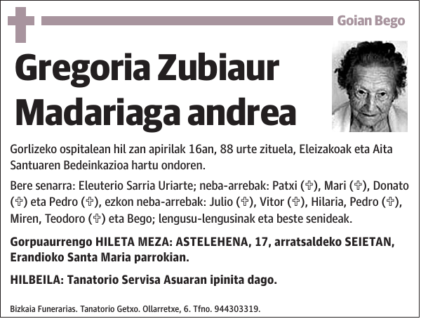 Gregoria Zubiaur Madariaga