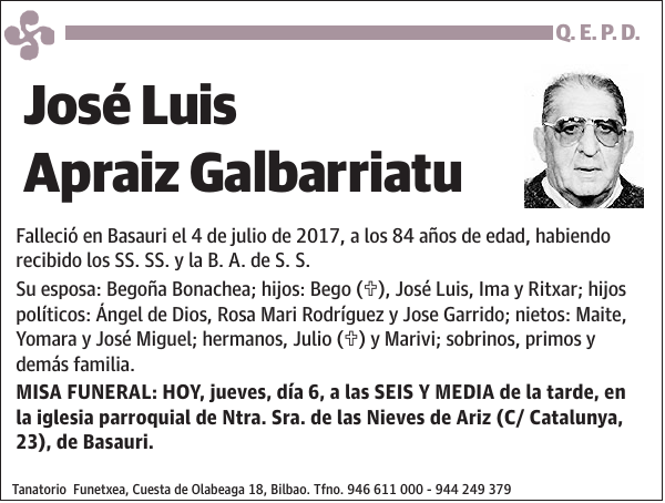 José Luis Apraiz Galbarriatu