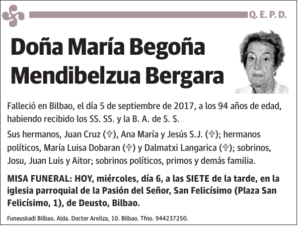 María Begoña Mendibelzua Bergara