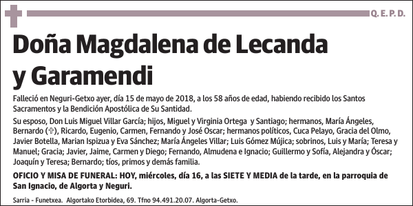 Magdalena de Lecanda y Garamendi