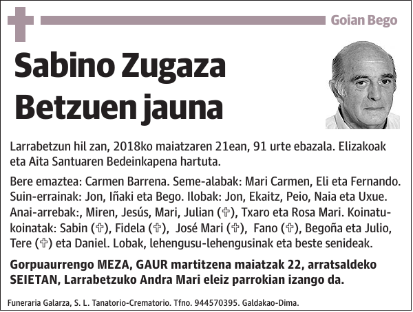 Sabino Zugaza Betzuen