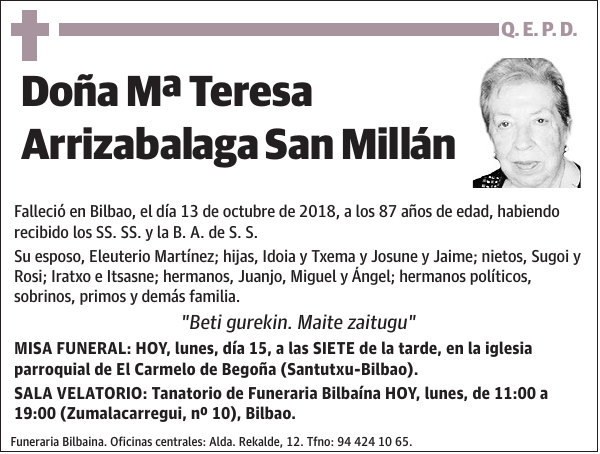Mª Teresa Arrizabalaga San Millán