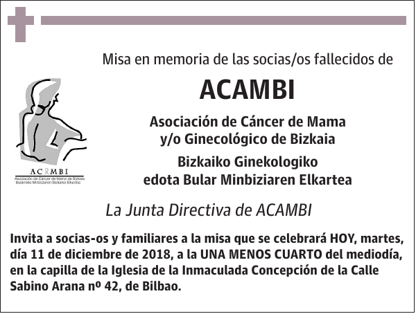 ACAMBI Asociación de Cáncer de Mama y/o Ginecológico de Bizkaia Bizkaiko Ginekologiko