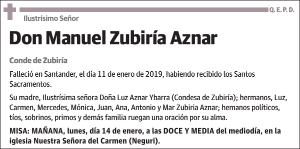 Manuel Zubiría Aznar Conde de Zubiría