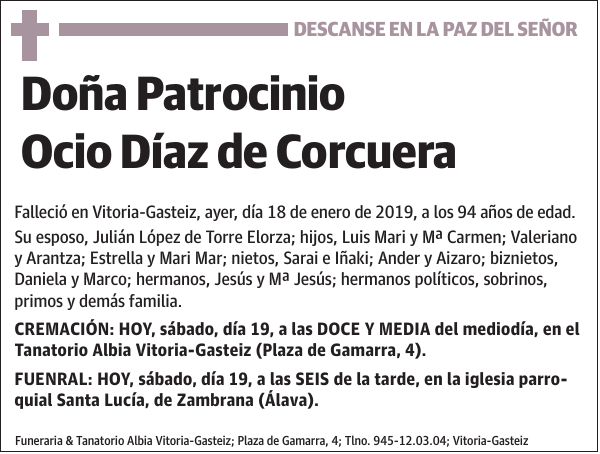 Patrocinio Ocio Díaz de Corcuera