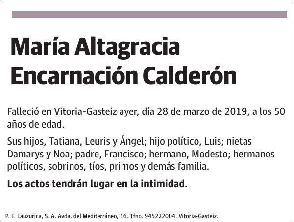 María Altagracia Encarnación Calderón