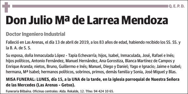 Julio Mª de Larrea Mendoza