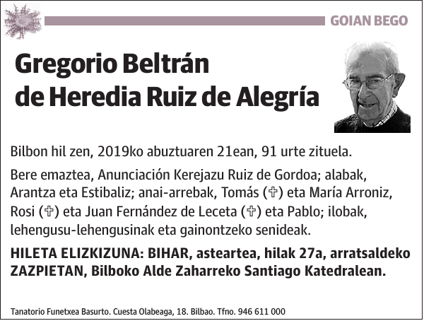 Gregorio Beltrán de Heredia Ruiz de Alegría