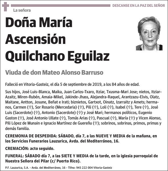 María Ascensión Quilchano Eguilaz