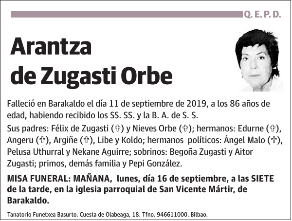 Arantza de Zugasti Orbe