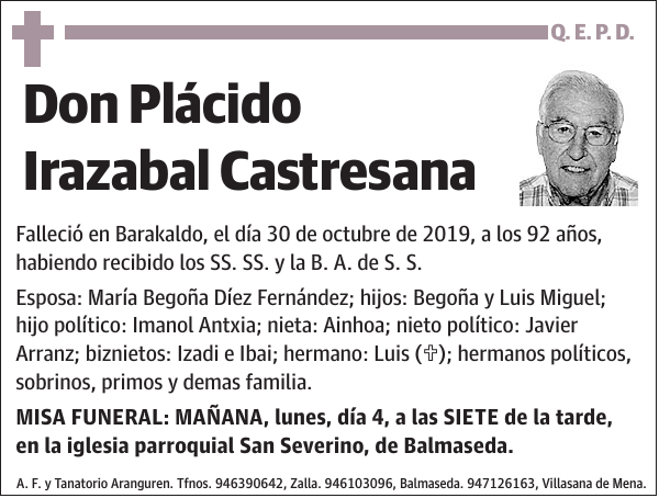 Plácido Irazabal Castresana