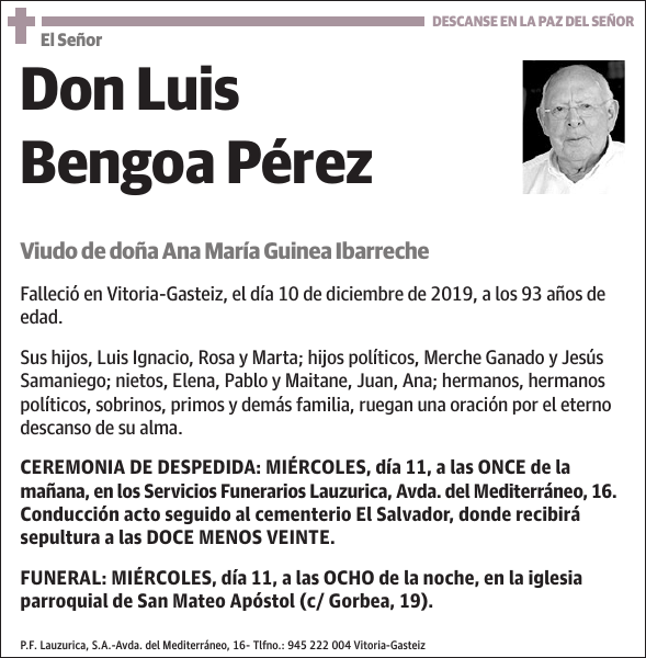 El Señor Luis Bengoa Pérez