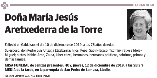 María Jesús Aretxederra de la Torre