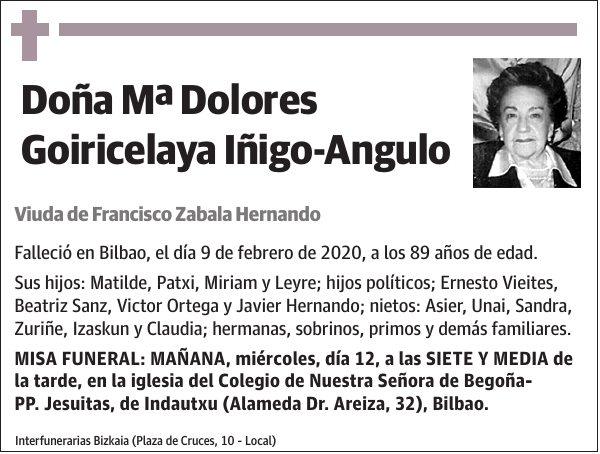 Mª Dolores Goiricelaya Iñigo-Angulo