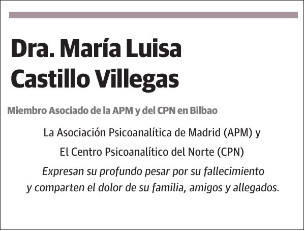 Dra. María Luisa Castillo Villegas