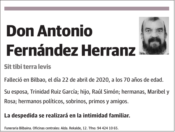 Antonio Fernández Herranz Sit tibi terra levis