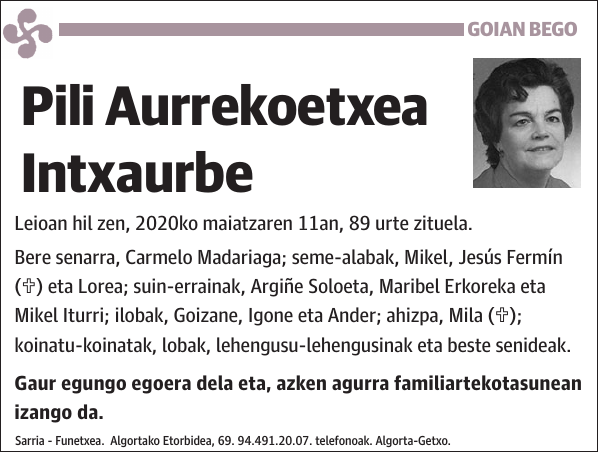 Pili Aurrekoetxea Intxaurbe