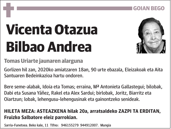 Vicenta Otazua Bilbao Andrea Tomas Uriarte