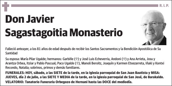 Javier Sagastagoitia Monasterio