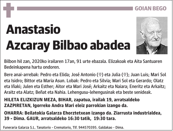 Anastasio Azcaray Bilbao abadea