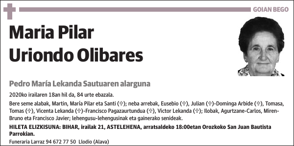 Maria Pilar Uriondo Olibares