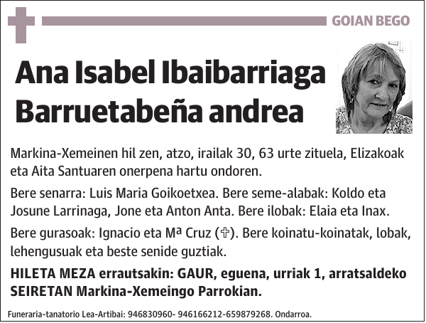 Ana Isabel Ibaibarriaga Barruetabeña
