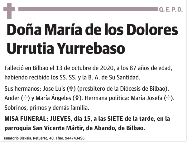 María de los Dolores Urrutia Yurrebaso
