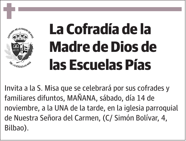 La Cofradía de la Madre de Dios de las Escuelas Pías