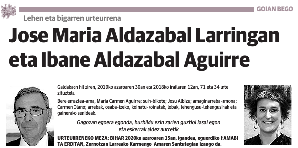 Jose Maria Aldazabal Larringan eta Ibane Aldazabal Aguirre