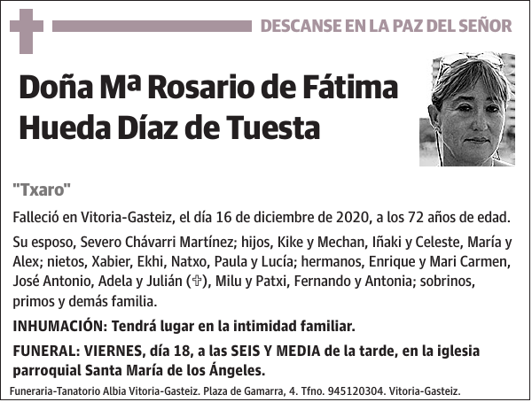 Mª Rosario de Fátima Hueda Díaz de Tuesta