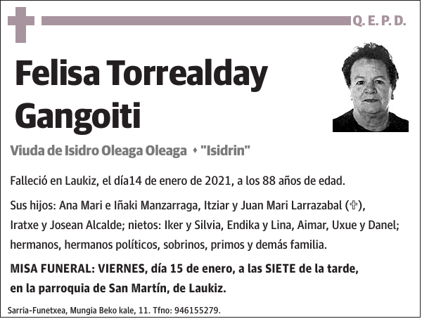 Felisa Torrealday Gangoiti