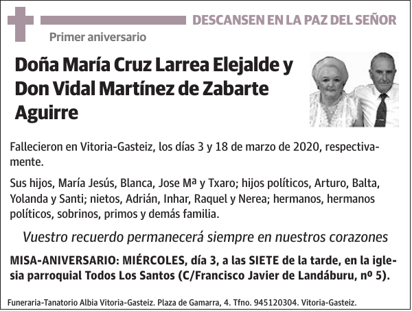 María Cruz Larrea Elejalde y Vidal Martínez de Zabarte Aguirre