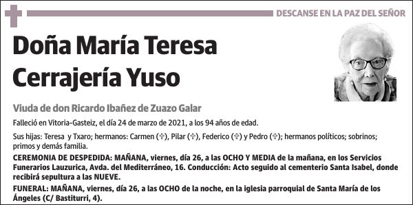 María Teresa Cerrajería Yuso