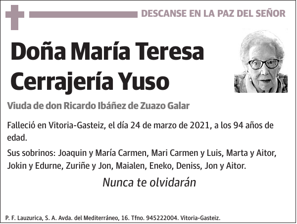 María Teresa Cerrajería Yuso