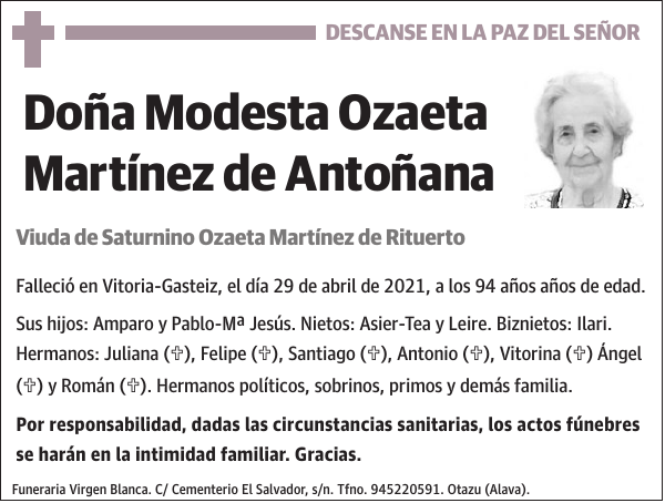 Modesta Ozaeta Martínez de Antoñana