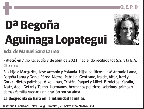 Dª Begoña Aguinaga Lopategui