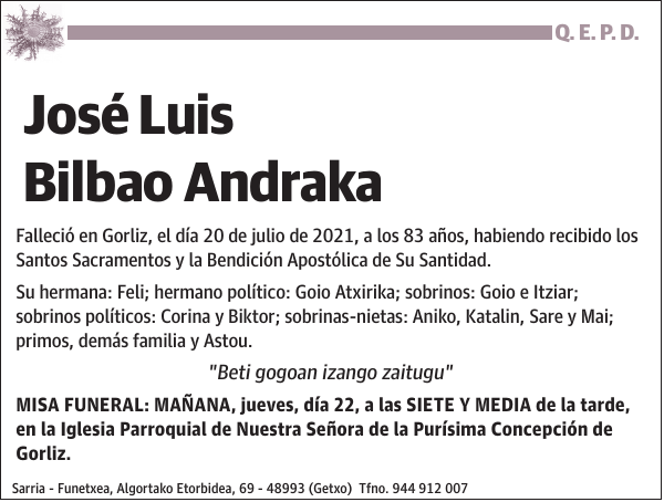 José Luis Bilbao Andraka