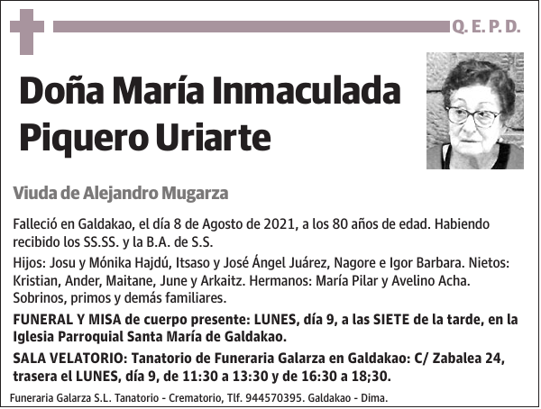 María Inmaculada Piquero Uriarte