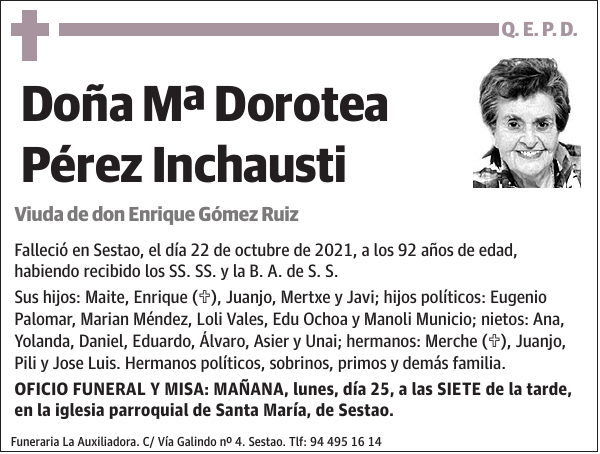 Mª Dorotea Pérez Inchausti