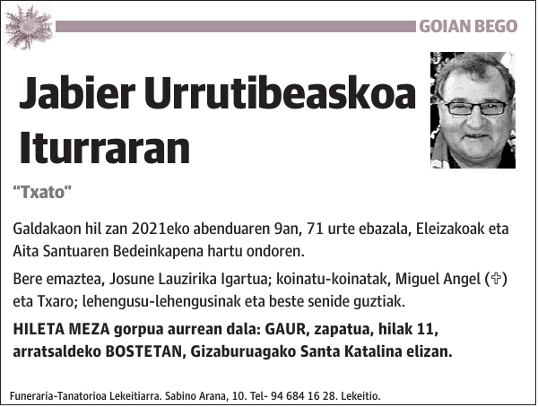 Jabier Urrutibeaskoa Iturraran