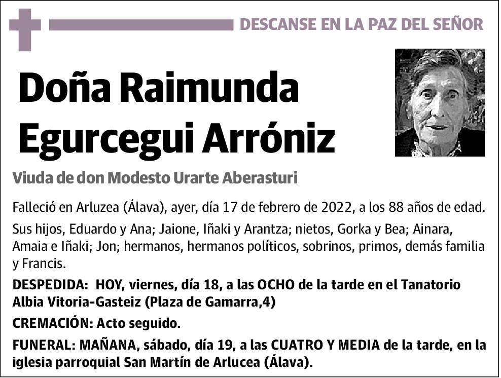 Raimunda Egurcegui Arróniz