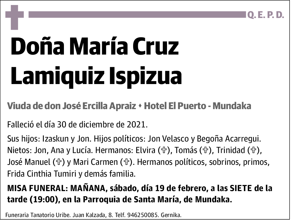 María Cruz Lamiquiz Ispizua